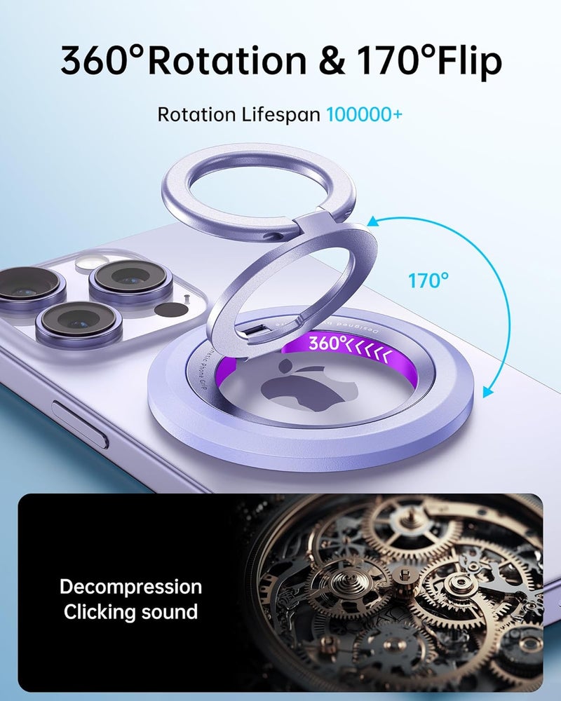 Syncwire for MagSafe Ring Phone Holder, 360° Rotation Magnetic Cell Phone Grip Dual-Sided Magnets Phone Ring Kickstand Compatible with iPhone 17 16 15 14 13 12 Pro Max MagSafe, Android, Samsung etc. - Image 3